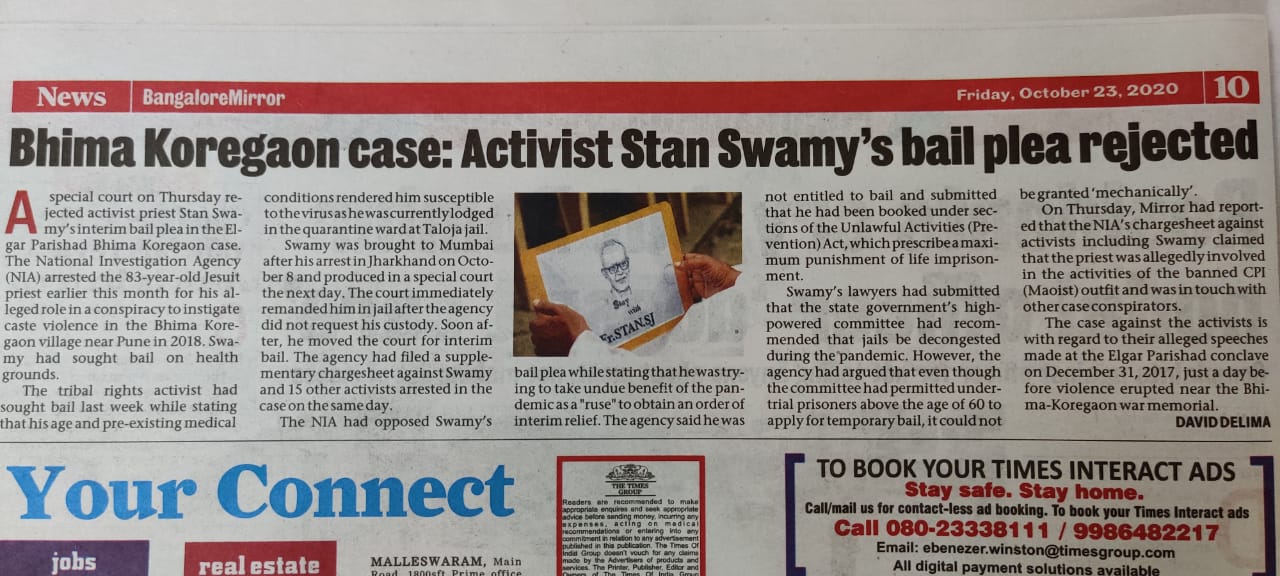 Bangalore Mirror, Oct 23, 2020