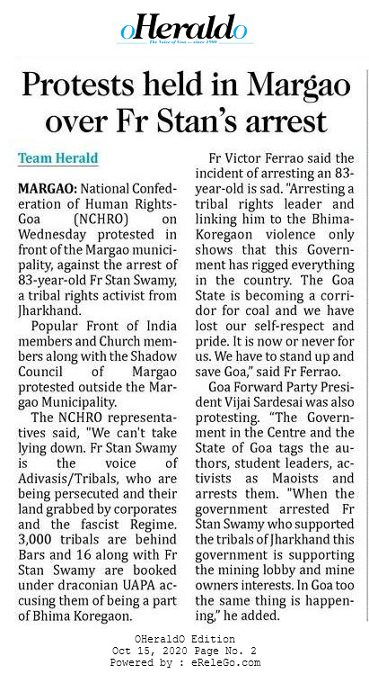 Herald, Margao, NCHRO