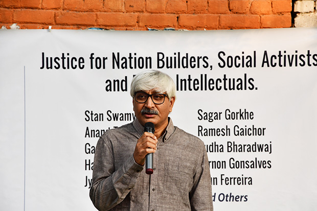 Apoorvanand at Jantar Mantar, Delhi