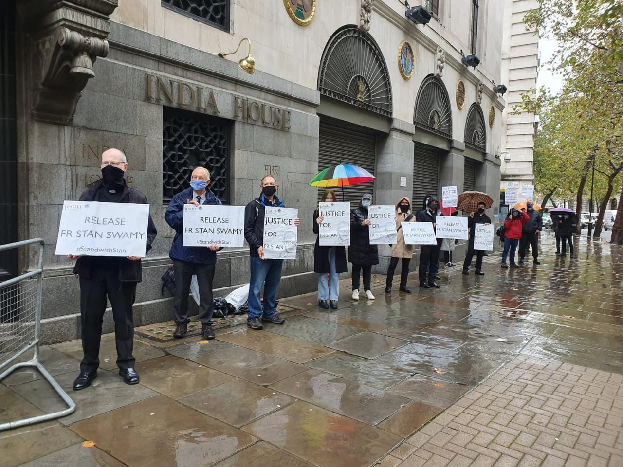 In front of the Indian High Commission in London