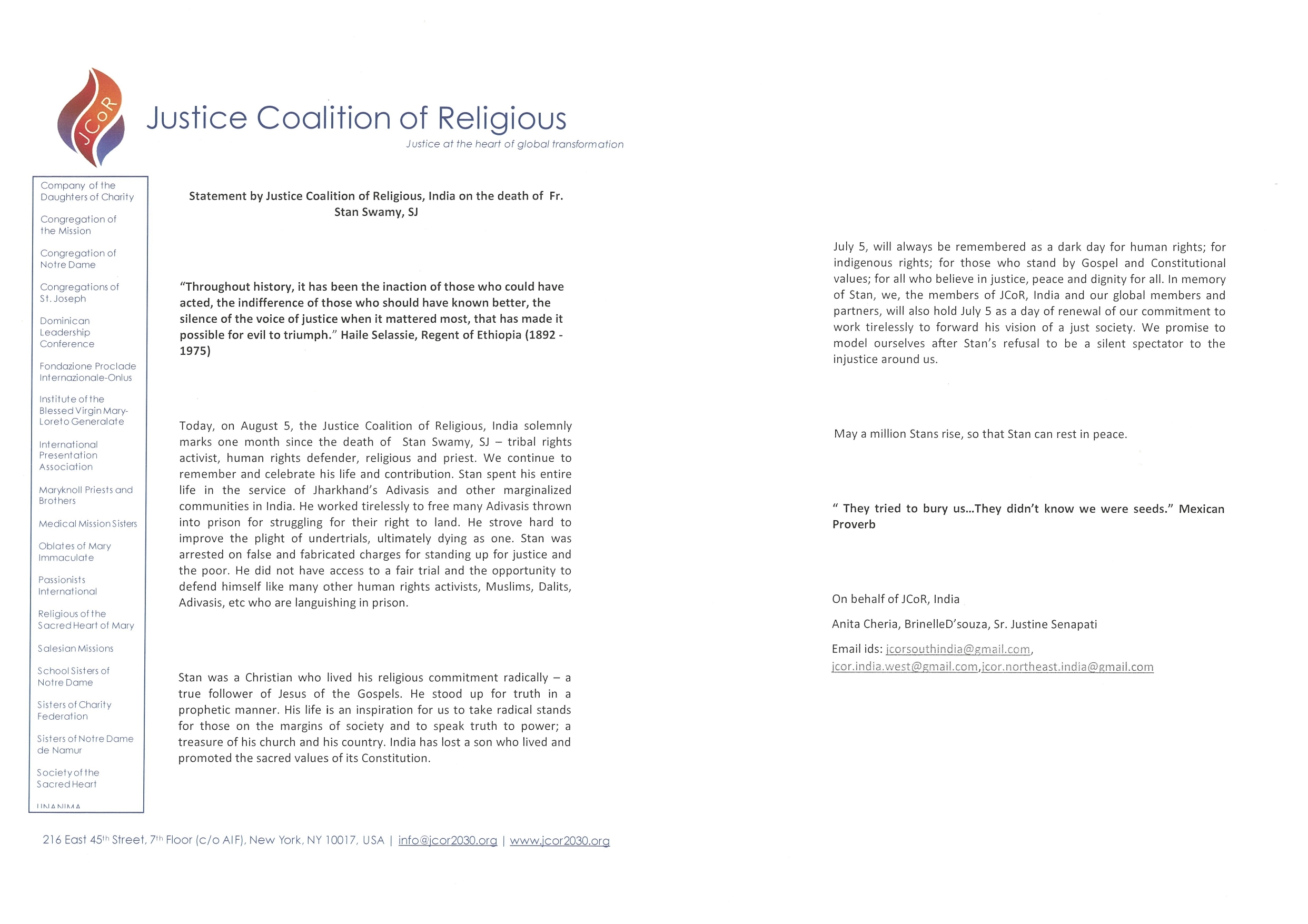 JCoR Statement